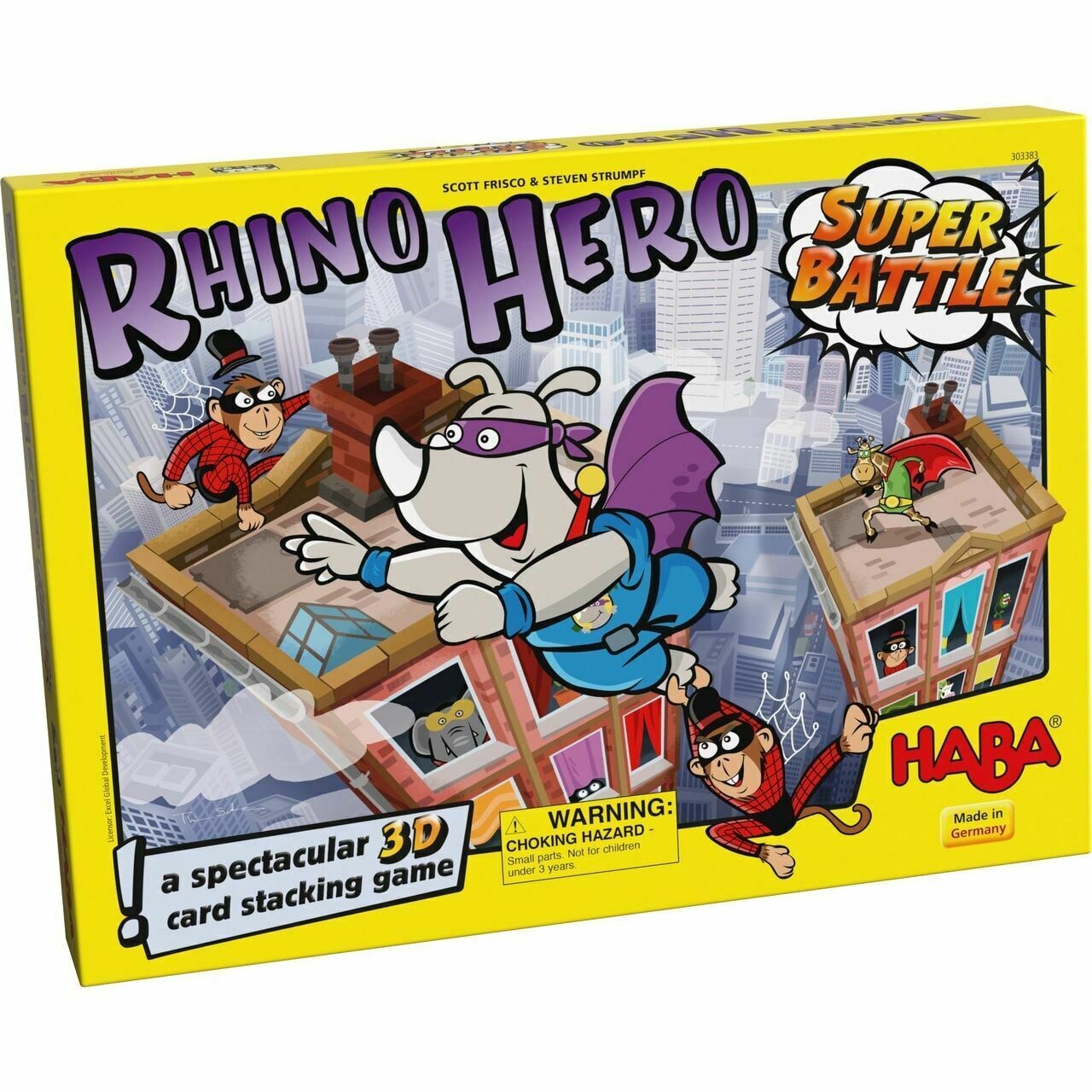 HABA Rhino Hero Super Battle - Exciting 3D Stacking Board Game for Kids & Adults, Fun Family Games, Stacking Card Games for Kids, Made in Germany